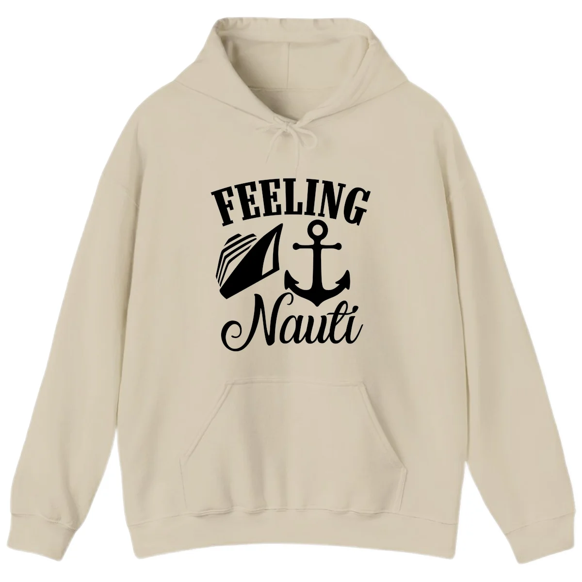 Feeling Nauti Anchor & Sailboat Hoodie in Sand