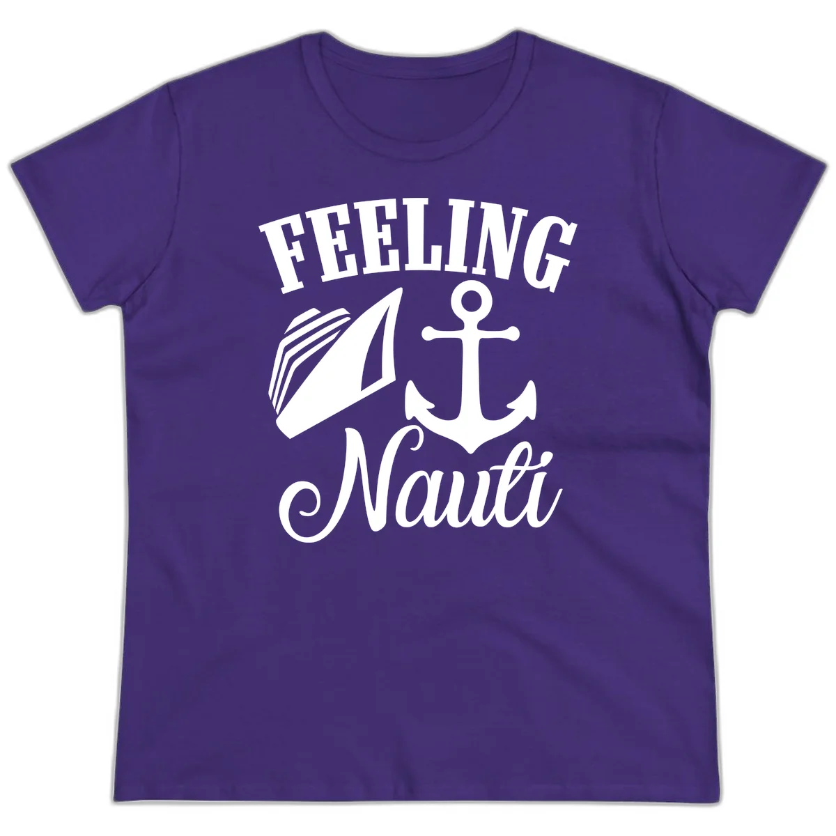 Feeling Nauti Anchor & Sailboat Ladies Tee in Purple