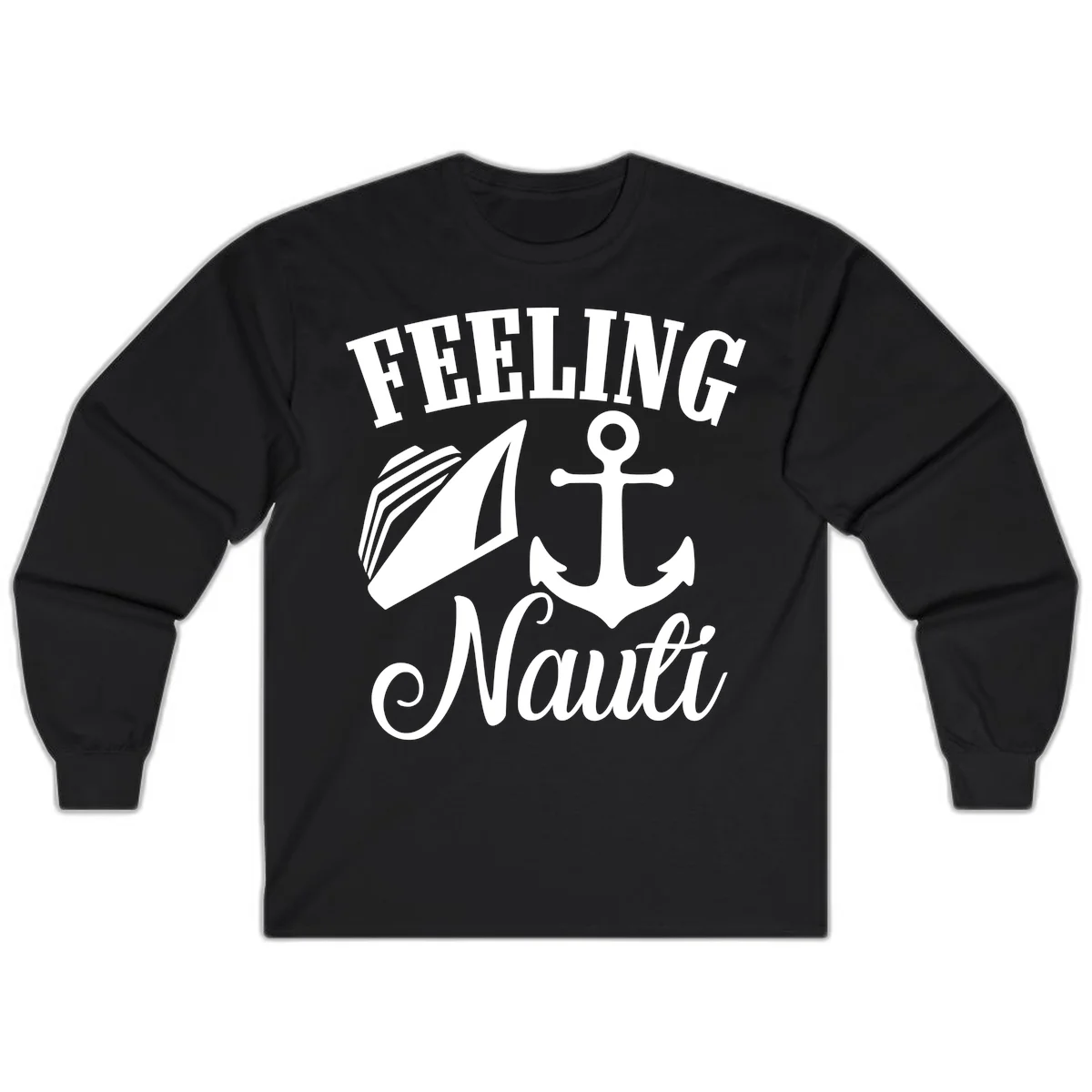 Feeling Nauti Anchor & Sailboat Long Sleeve in Black