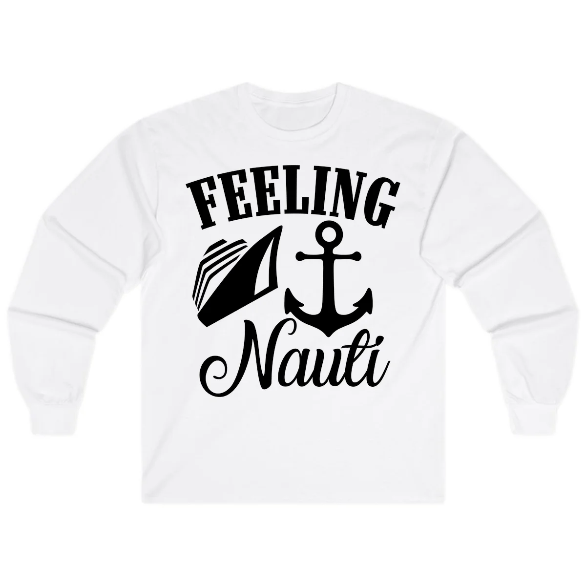 Feeling Nauti Anchor & Sailboat Long Sleeve in White