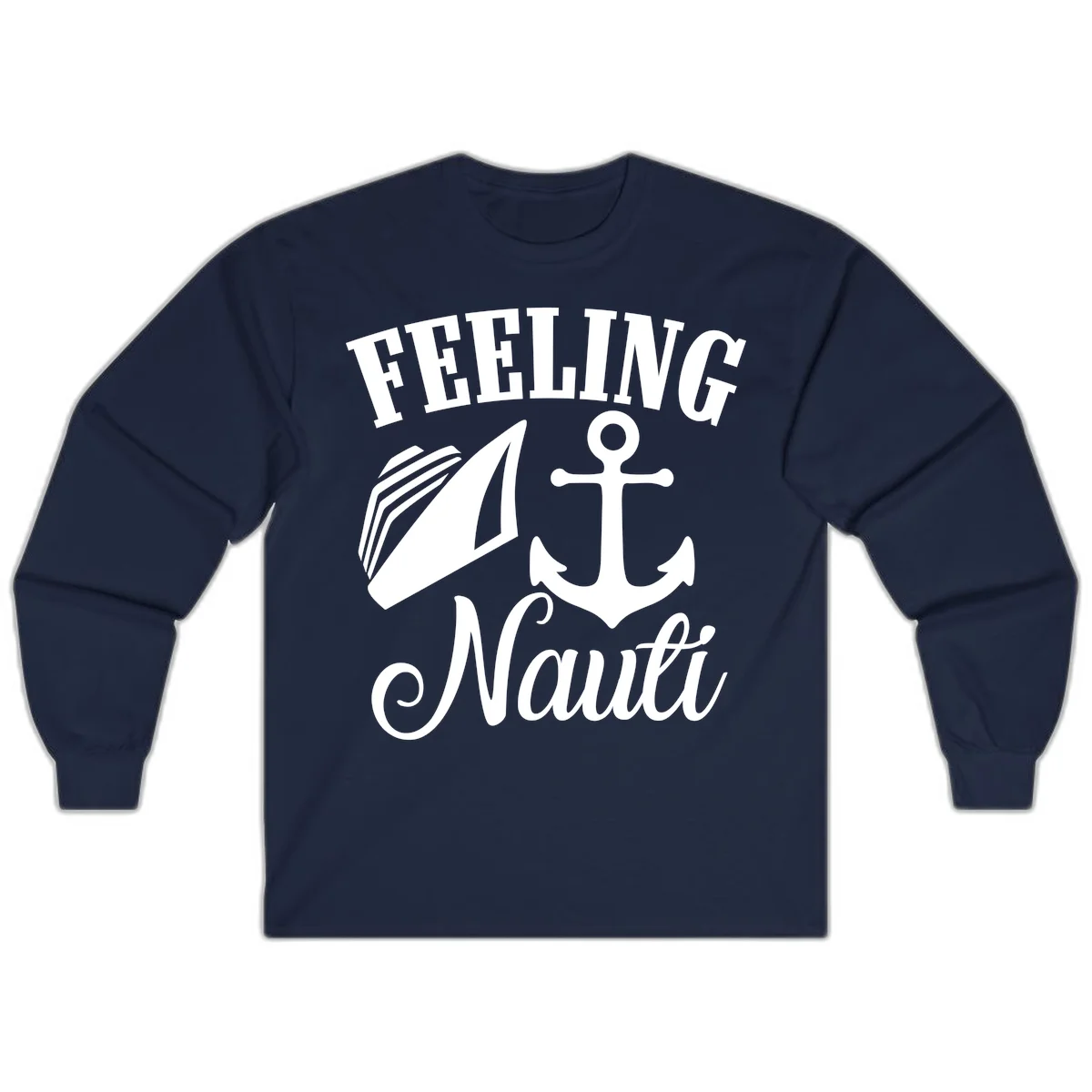 Feeling Nauti Anchor & Sailboat Long Sleeve in Navy