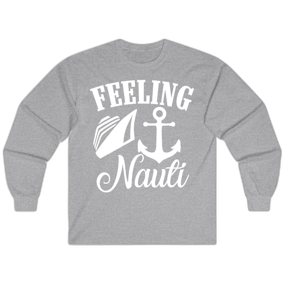 Feeling Nauti Anchor & Sailboat Long Sleeve in Sport Grey