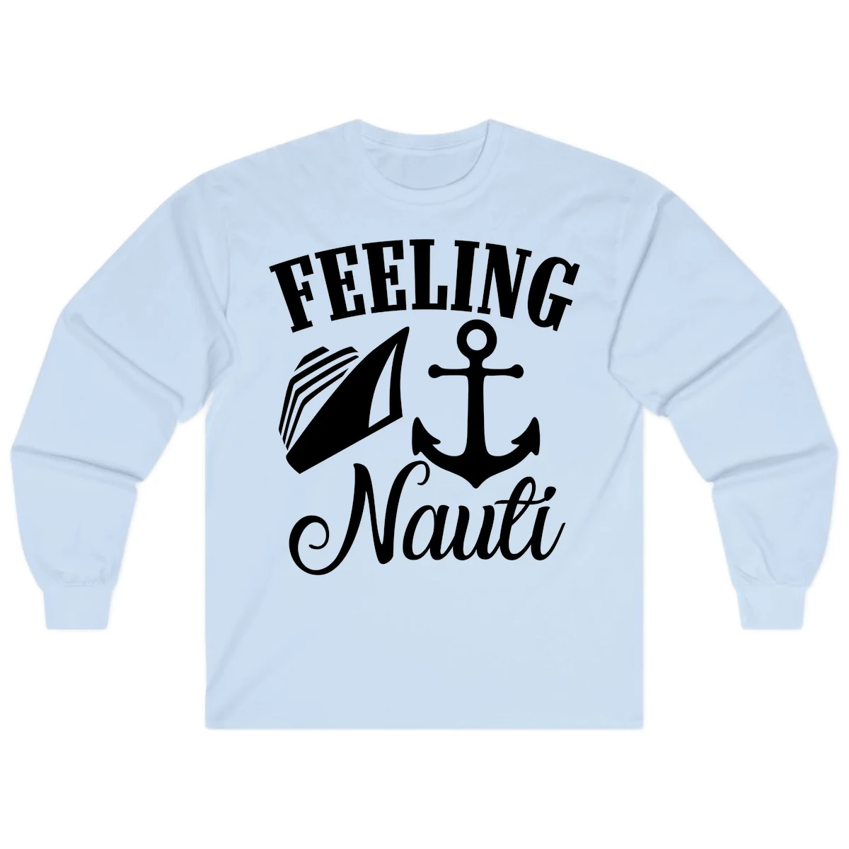 Feeling Nauti Anchor & Sailboat Long Sleeve in Light Blue