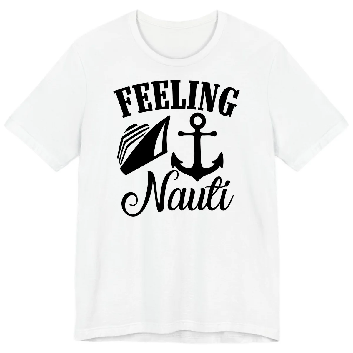 Feeling Nauti Anchor & Sailboat Premium T-Shirt in White