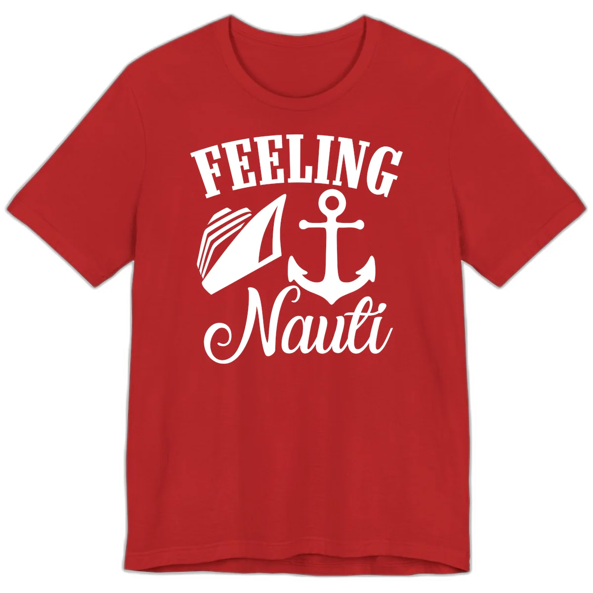 Feeling Nauti Anchor & Sailboat Premium T-Shirt in Red
