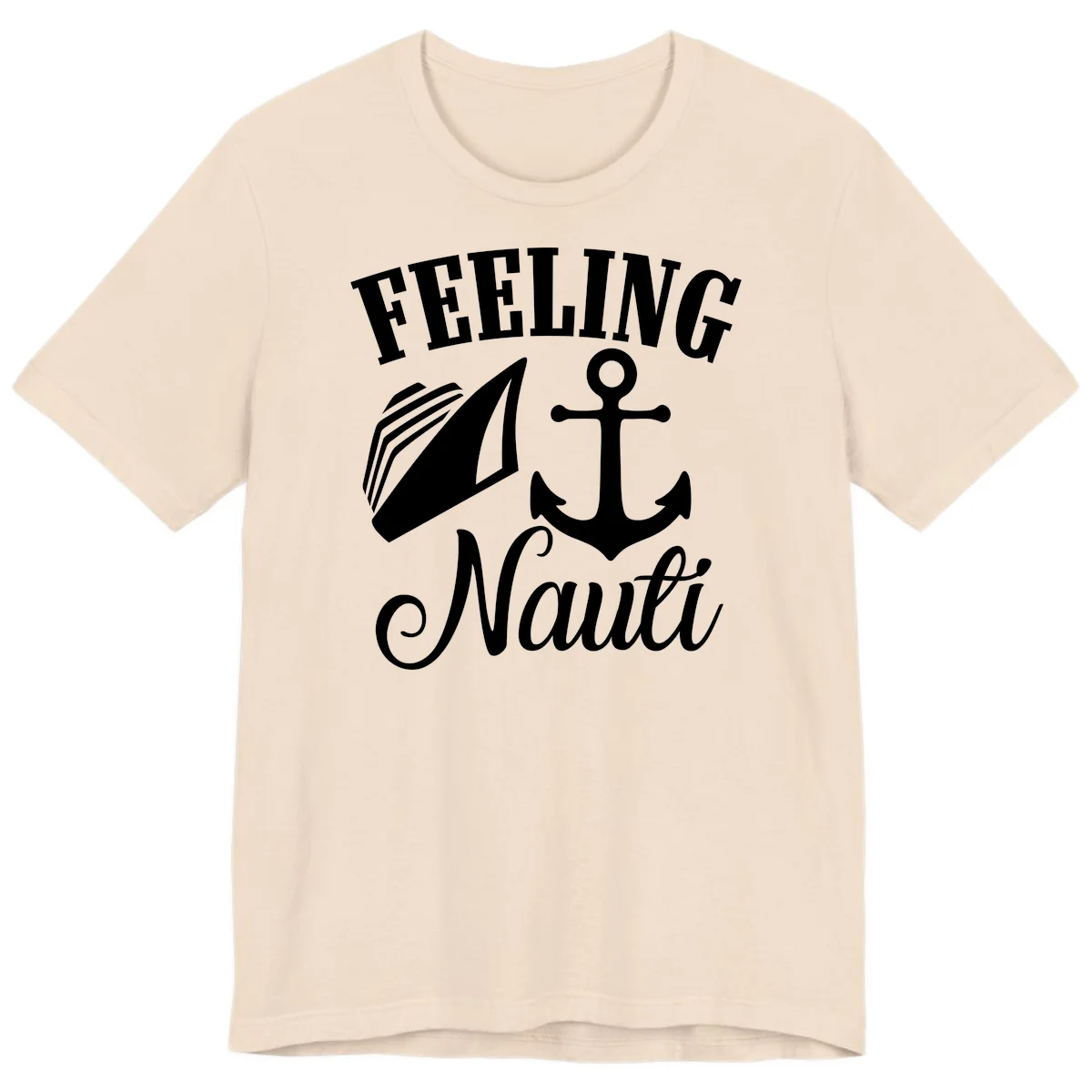 Feeling Nauti Anchor & Sailboat Premium T-Shirt in Soft Cream