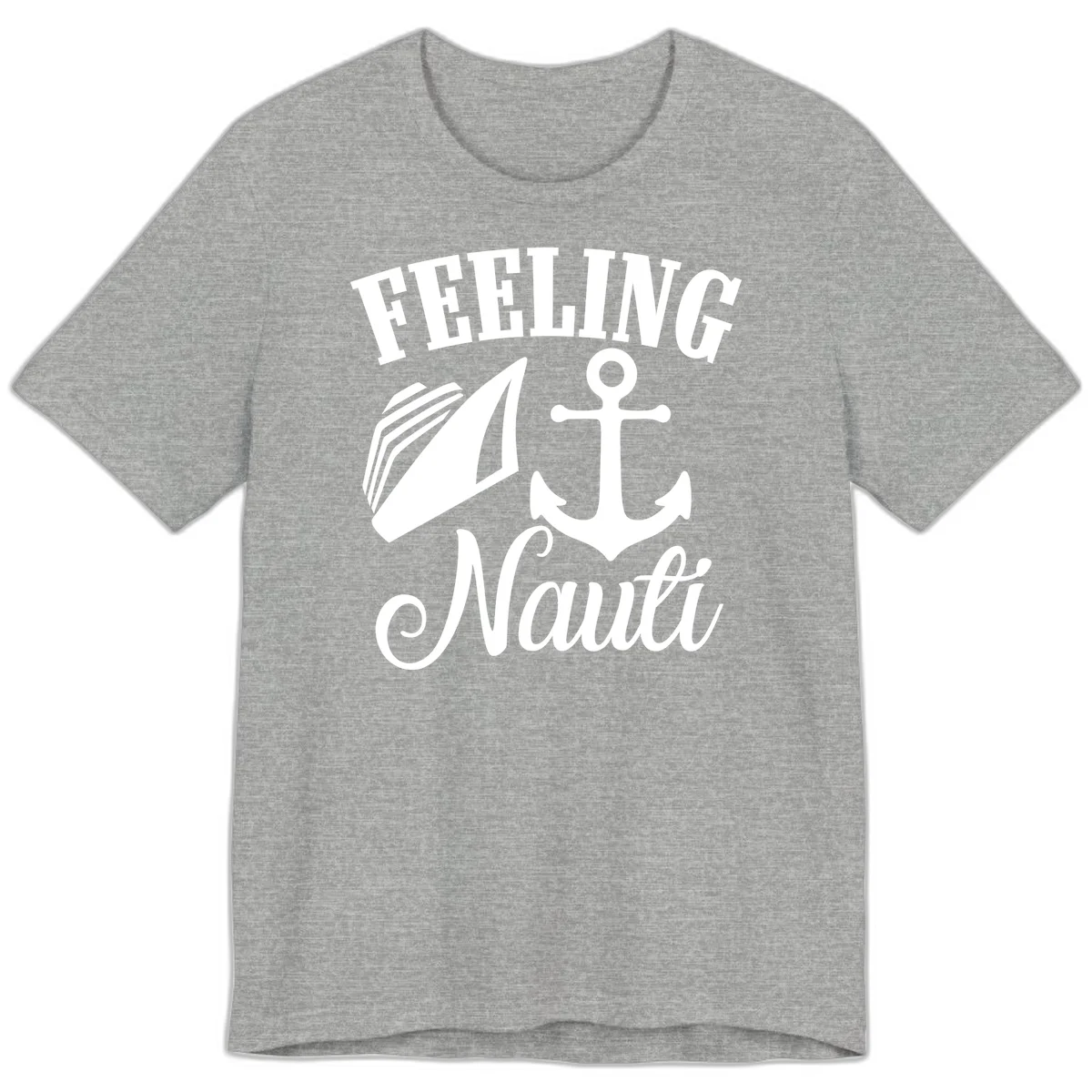 Feeling Nauti Anchor & Sailboat Premium T-Shirt in Athletic Heather