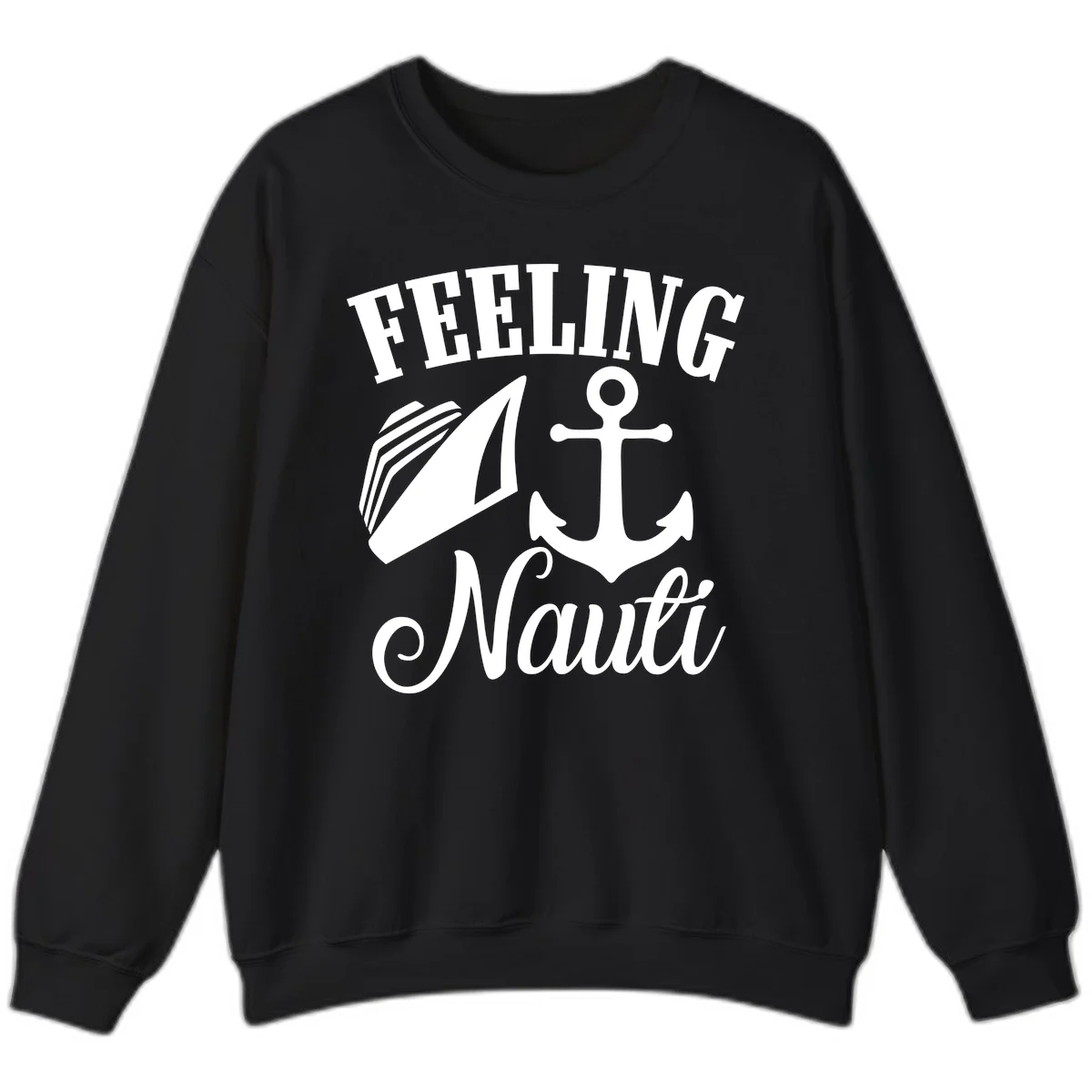 Feeling Nauti Anchor & Sailboat Sweatshirt in Black