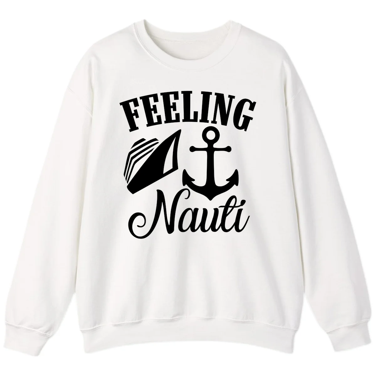 Feeling Nauti Anchor & Sailboat Sweatshirt in White