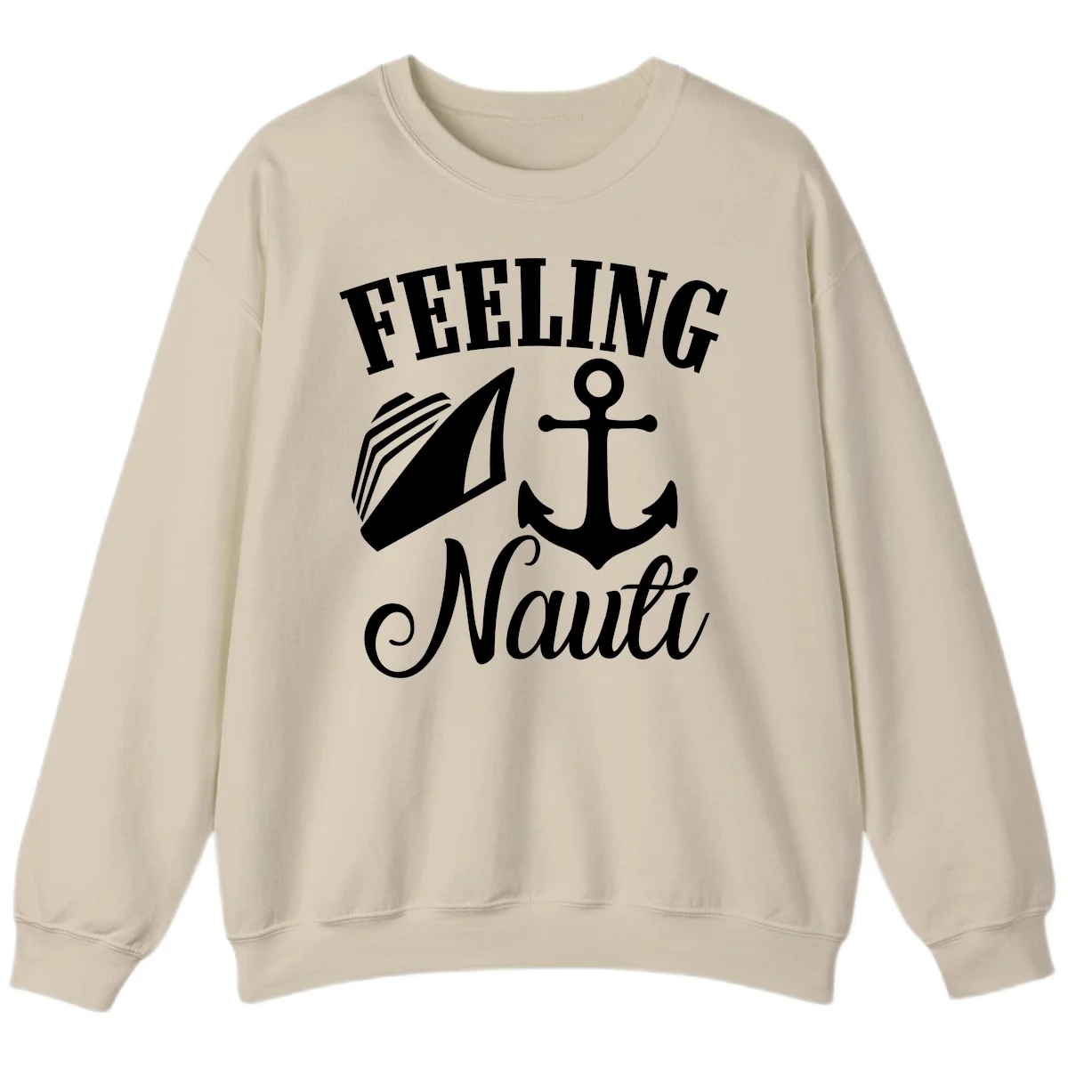 Feeling Nauti Anchor & Sailboat Sweatshirt in Sand