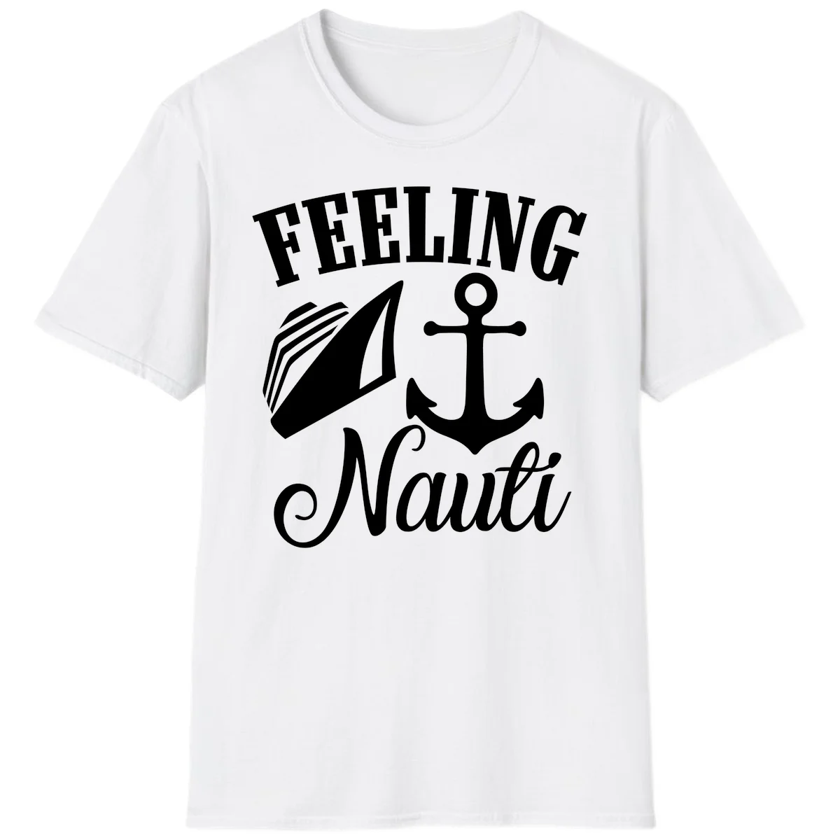 Feeling Nauti Anchor & Sailboat T-Shirt in White