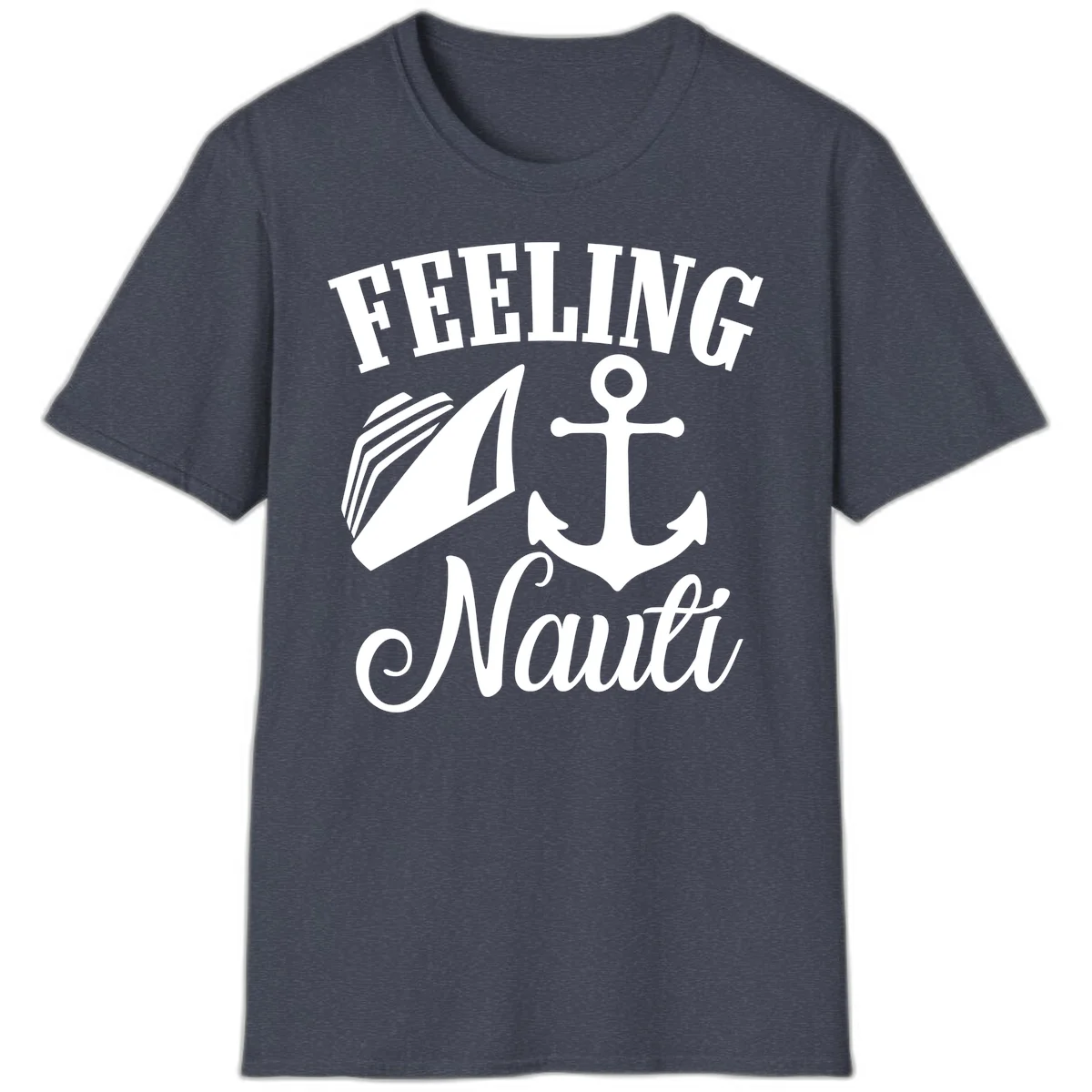 Feeling Nauti Anchor & Sailboat T-Shirt in Heather Navy