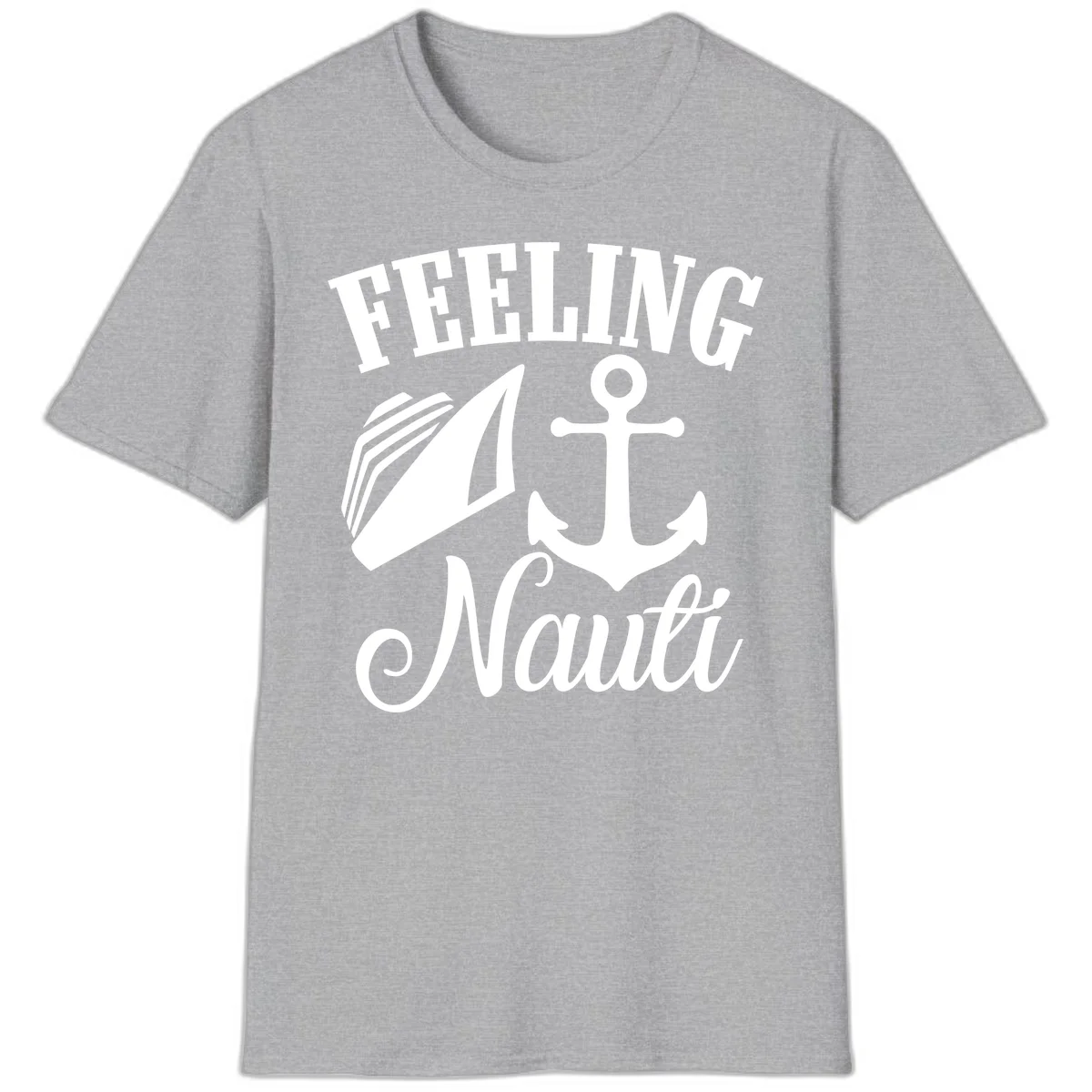 Feeling Nauti Anchor & Sailboat T-Shirt in Sport Grey