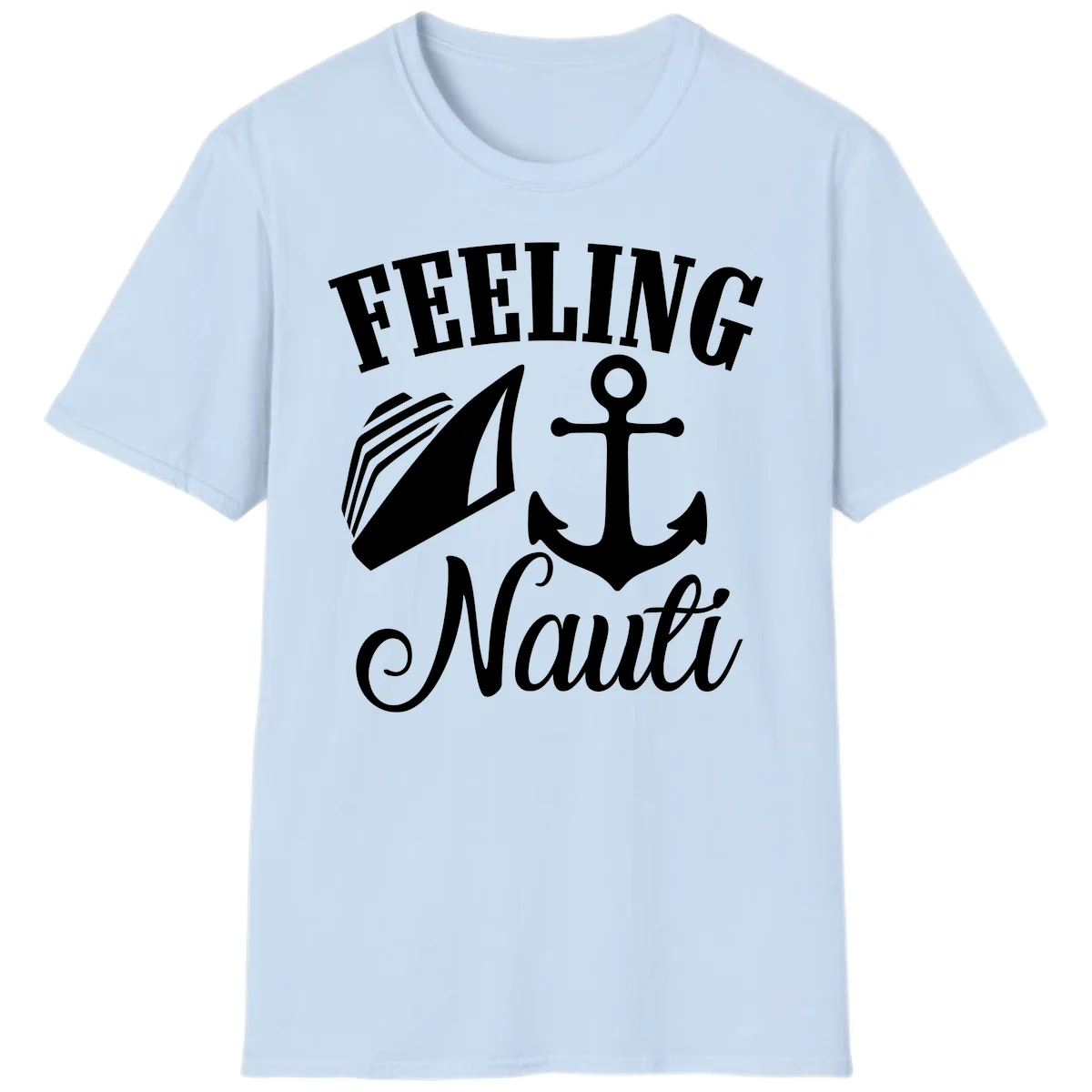 Feeling Nauti Anchor & Sailboat T-Shirt in Light Blue