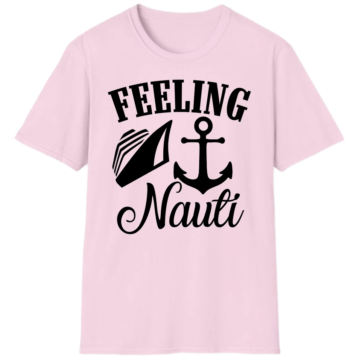 Feeling Nauti Anchor & Sailboat T-Shirt in Light Pink