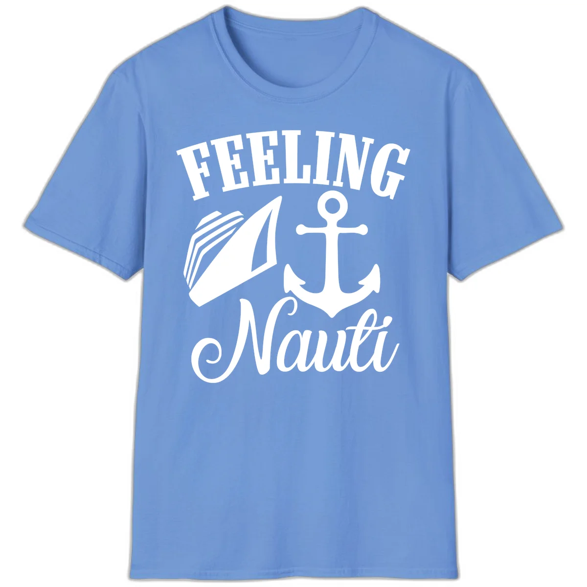 Feeling Nauti Anchor & Sailboat T-Shirt in Carolina Blue