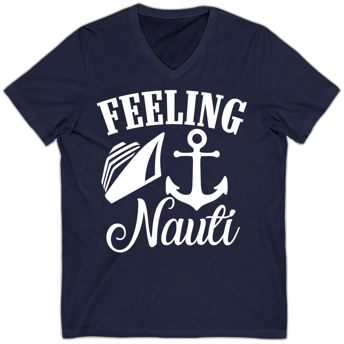 Feeling Nauti Anchor & Sailboat V-Neck in Navy