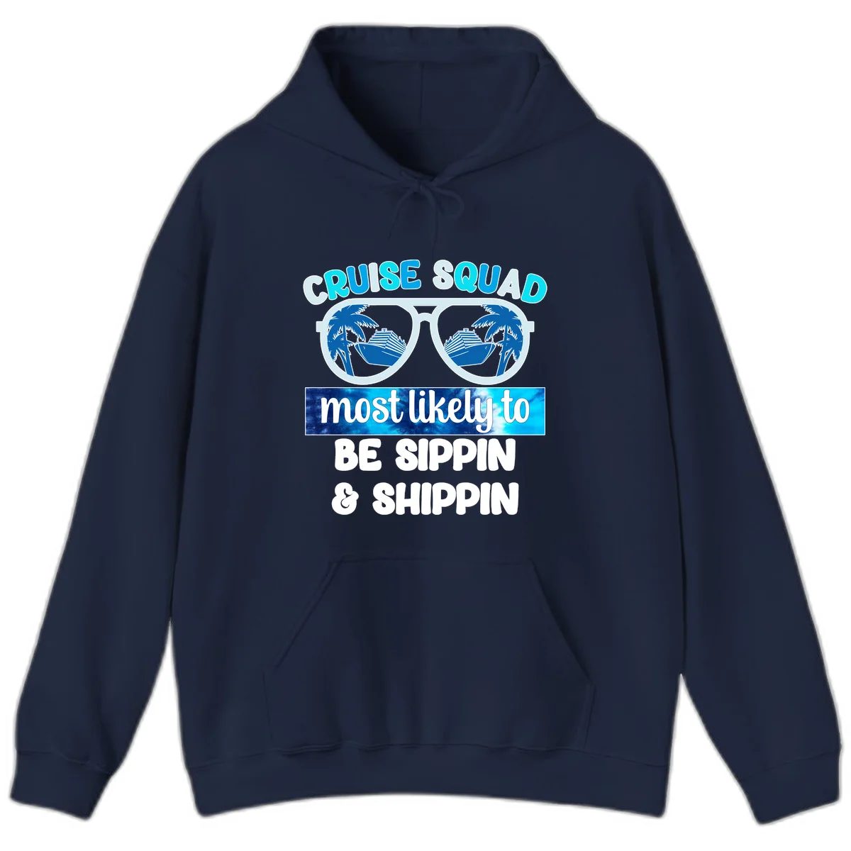 Cruise Squad Sippin & Shippin Hoodie in Navy