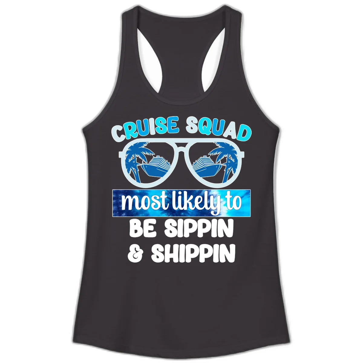 Cruise Squad Sippin & Shippin Ladies Tank in Black