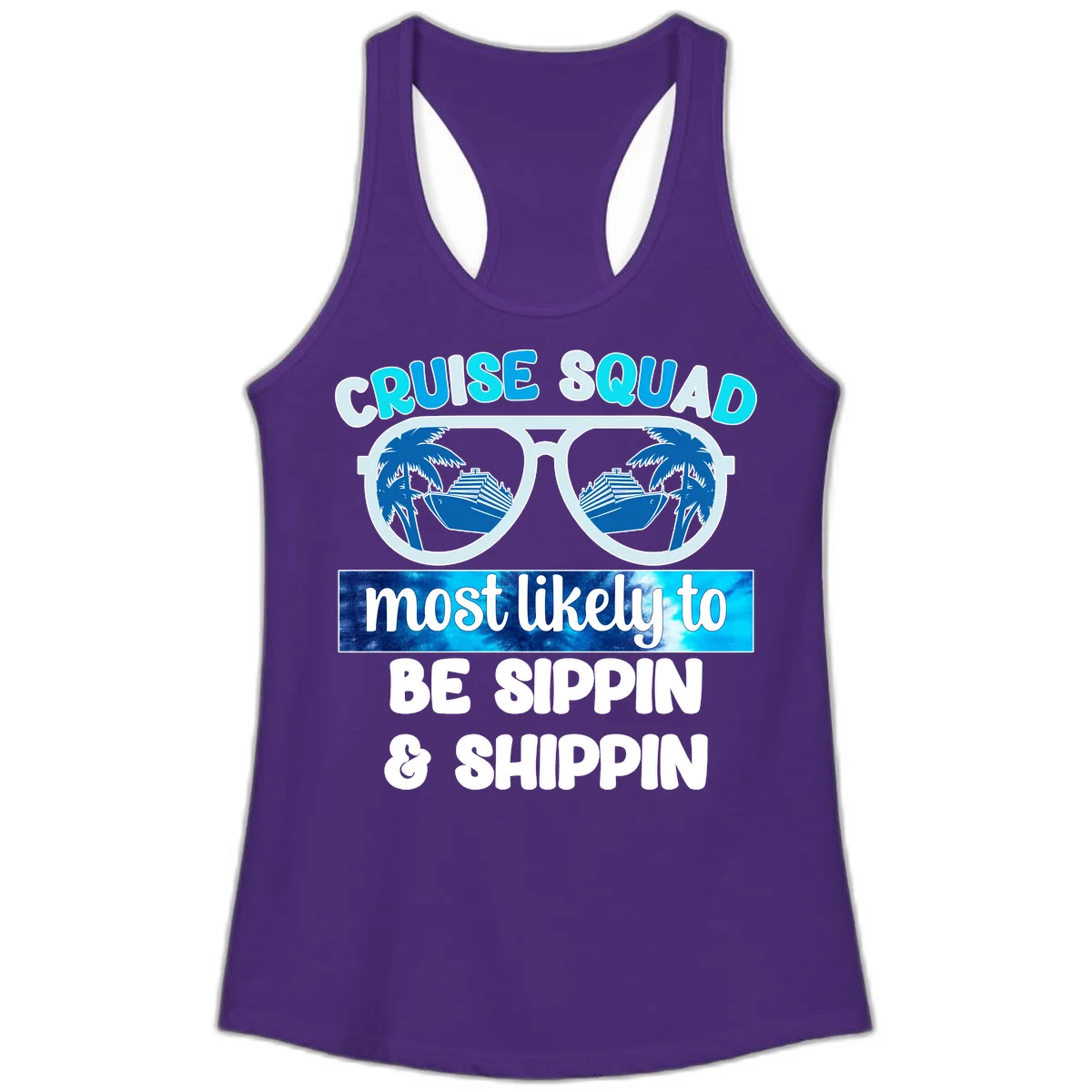 Cruise Squad Sippin & Shippin Ladies Tank in Solid Purple Rush