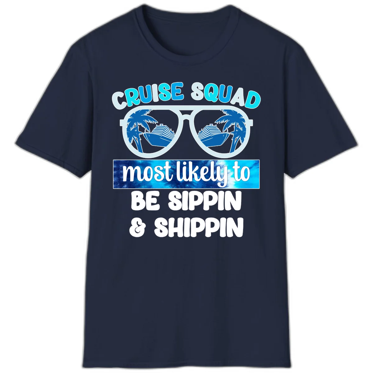 Cruise Squad Sippin & Shippin T-Shirt in Navy
