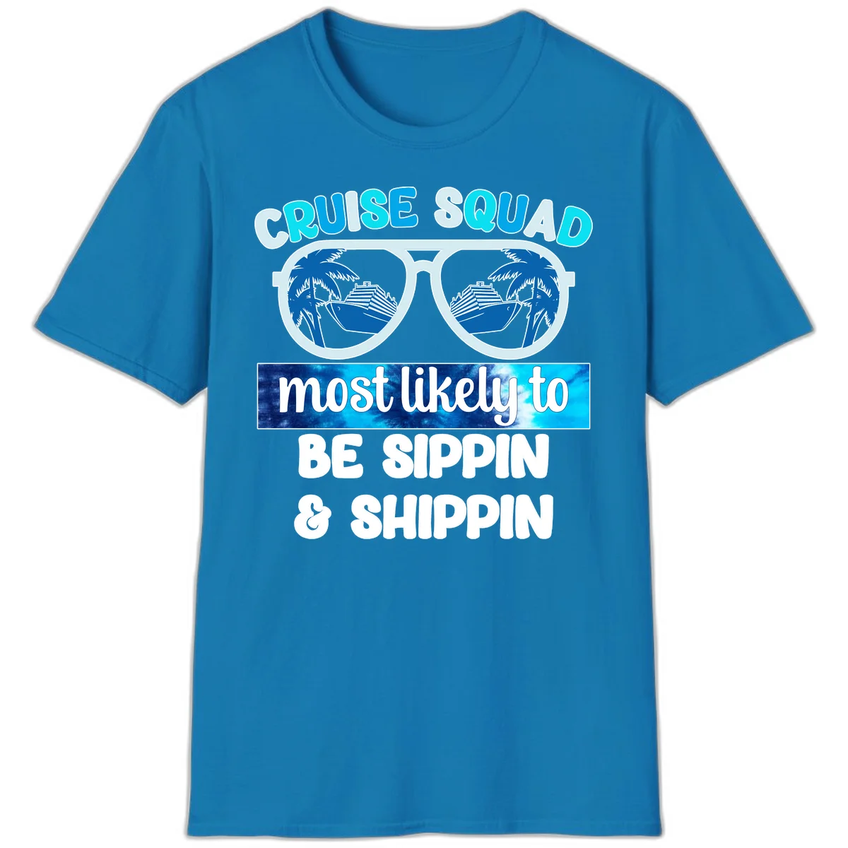 Cruise Squad Sippin & Shippin T-Shirt in Sapphire