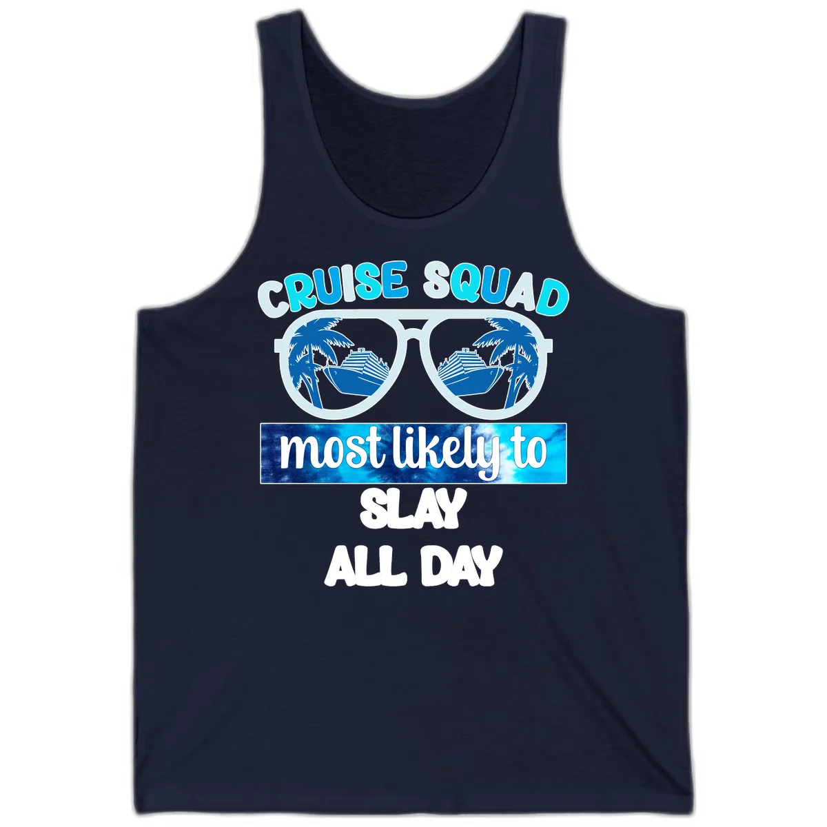 Cruise Squad Slay All Day Tank Top in Navy