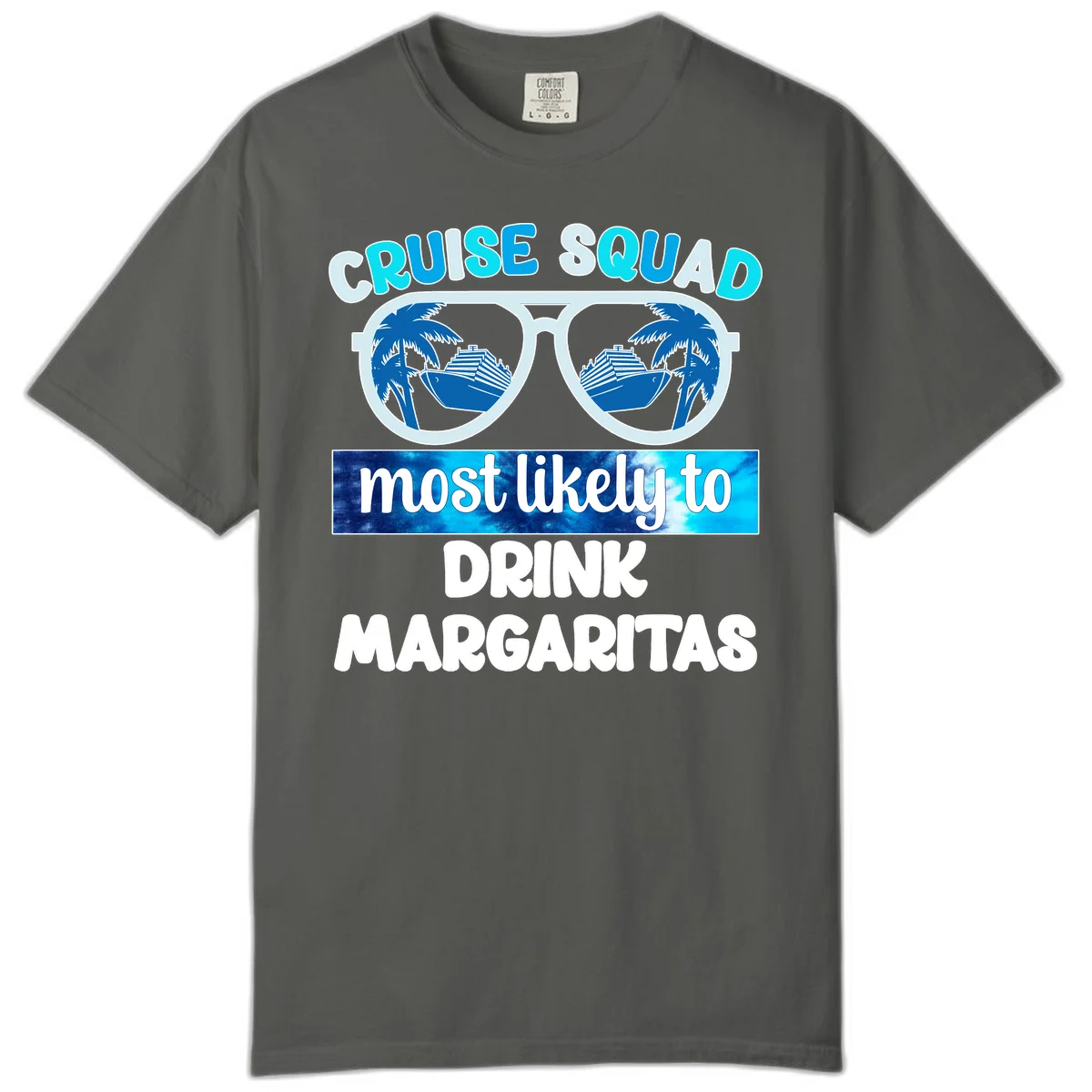 Cruise Squad Margarita Vibes Comfort Color T-Shirt in Pepper
