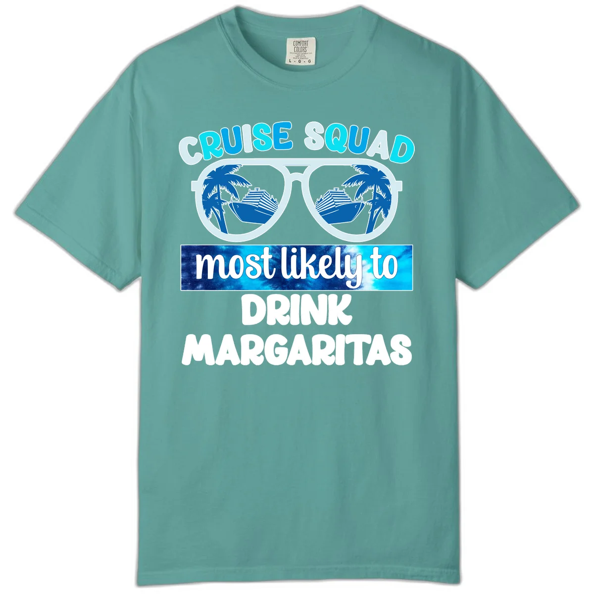 Cruise Squad Margarita Vibes Comfort Color T-Shirt in Seafoam