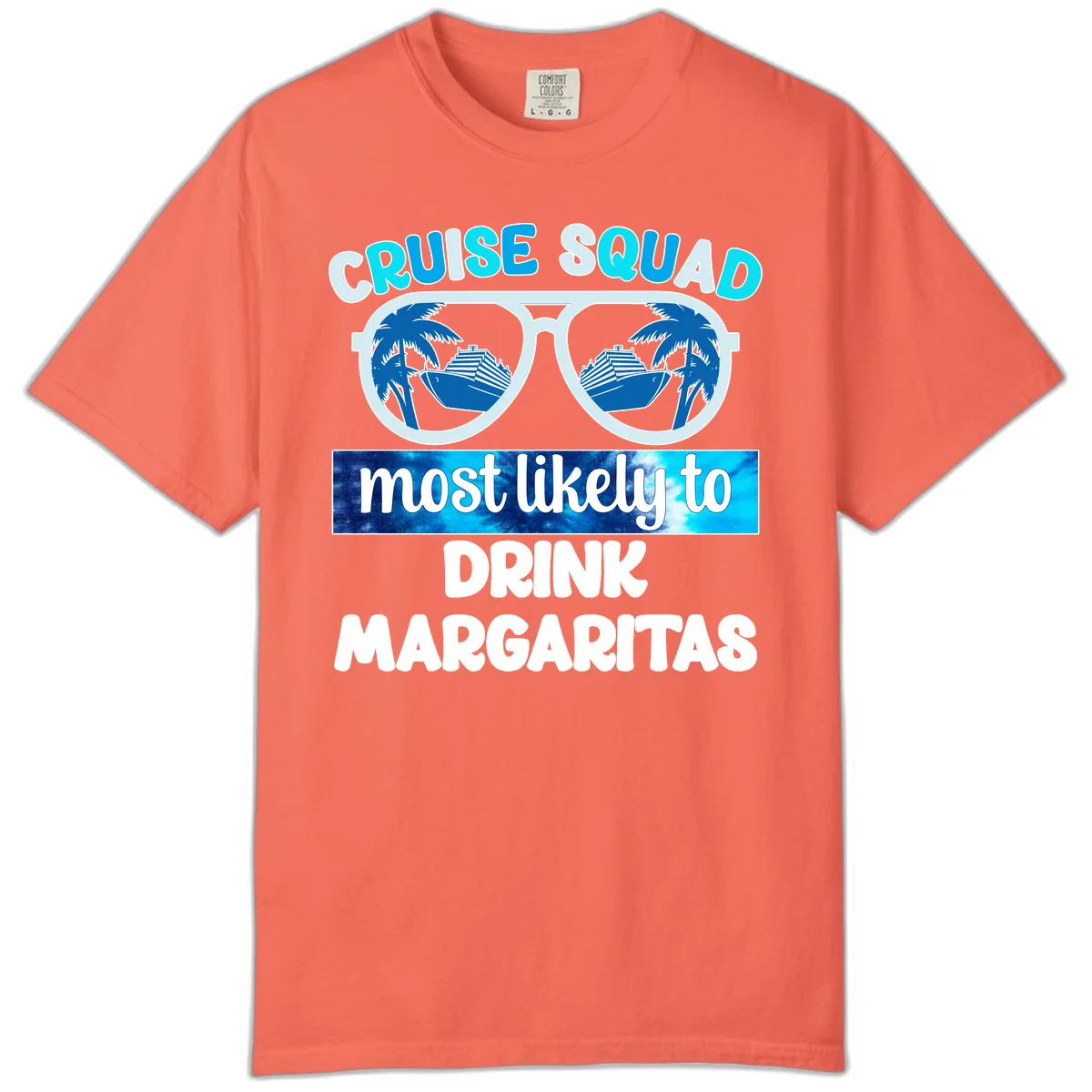 Cruise Squad Margarita Vibes Comfort Color T-Shirt in Bright Salmon