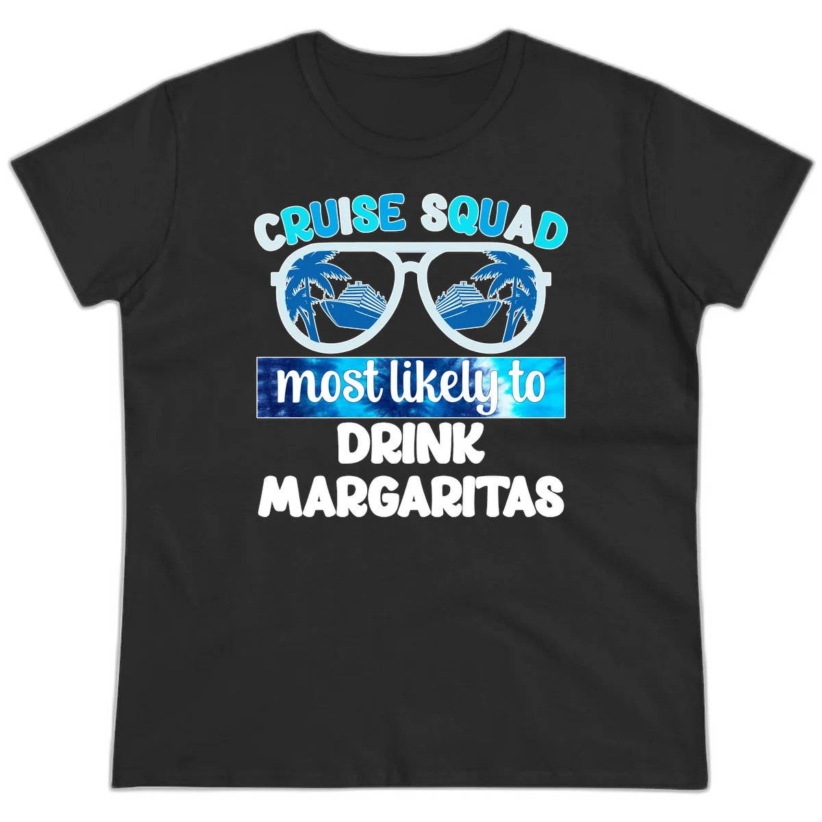 Cruise Squad Margarita Vibes Ladies Tee in Black