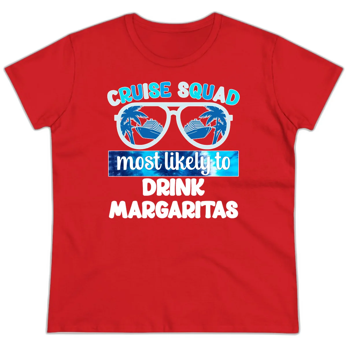 Cruise Squad Margarita Vibes Ladies Tee in Red