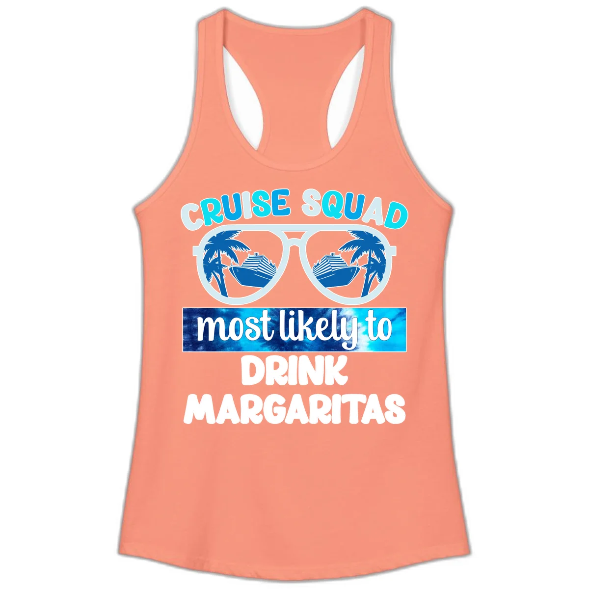 Cruise Squad Margarita Vibes Ladies Tank in Solid Light Orange