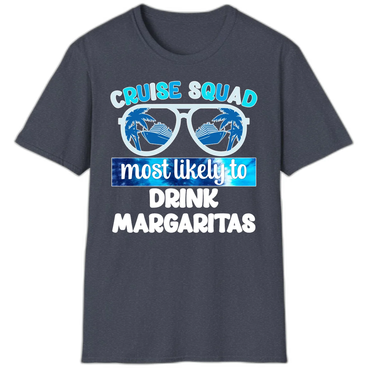 Cruise Squad Margarita Vibes T-Shirt in Heather Navy