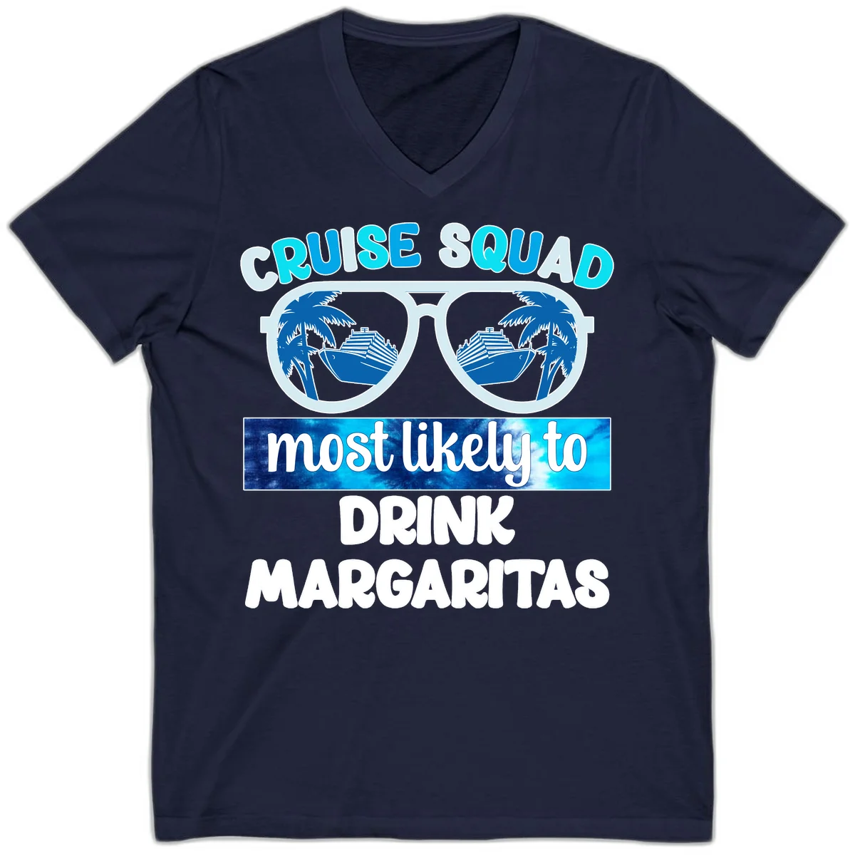Cruise Squad Margarita Vibes V-Neck in Navy