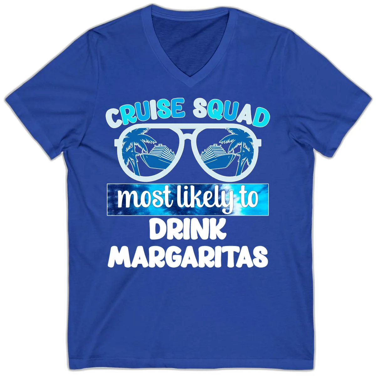 Cruise Squad Margarita Vibes V-Neck in True Royal