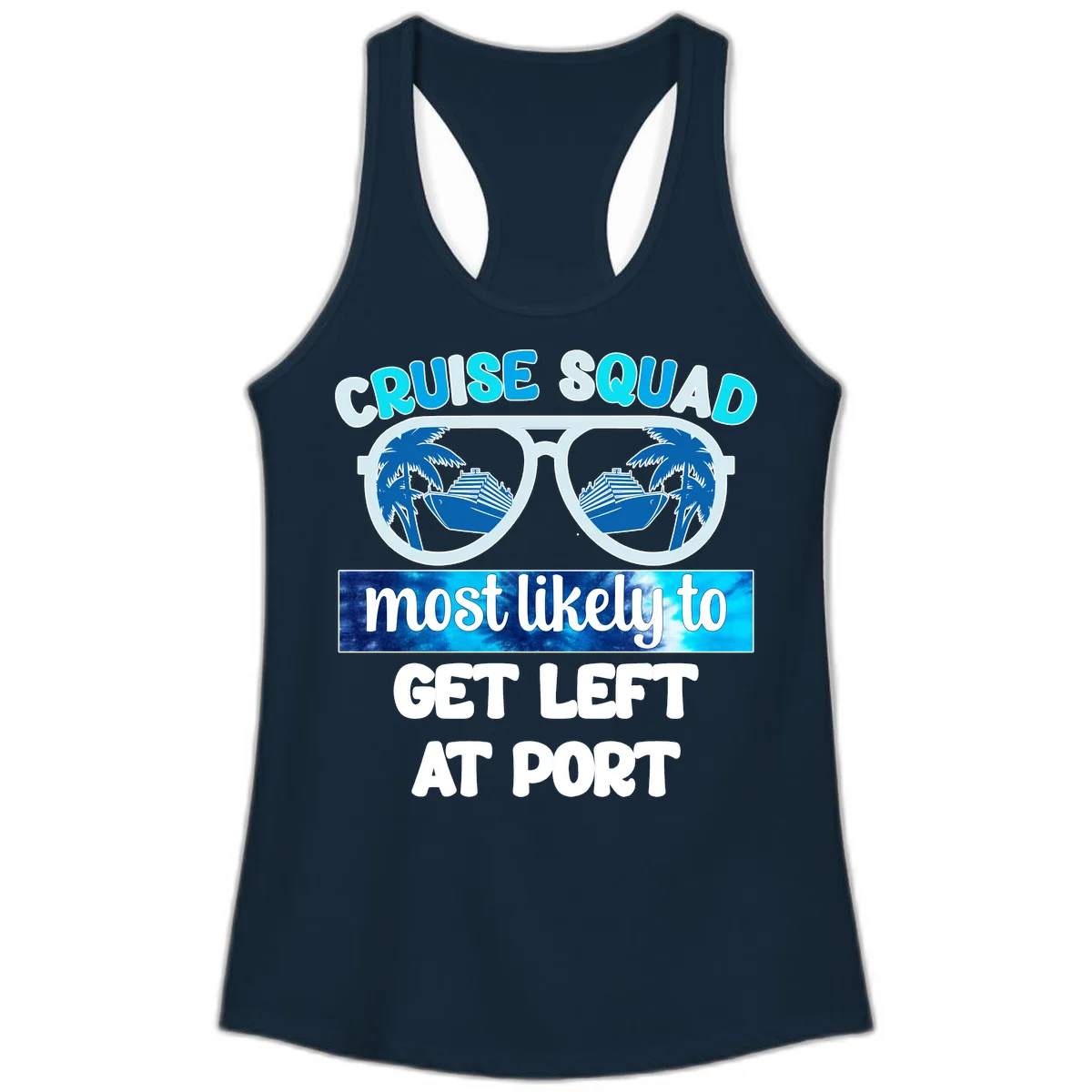 Cruise Squad Left At Port Ladies Tank in Solid Midnight Navy