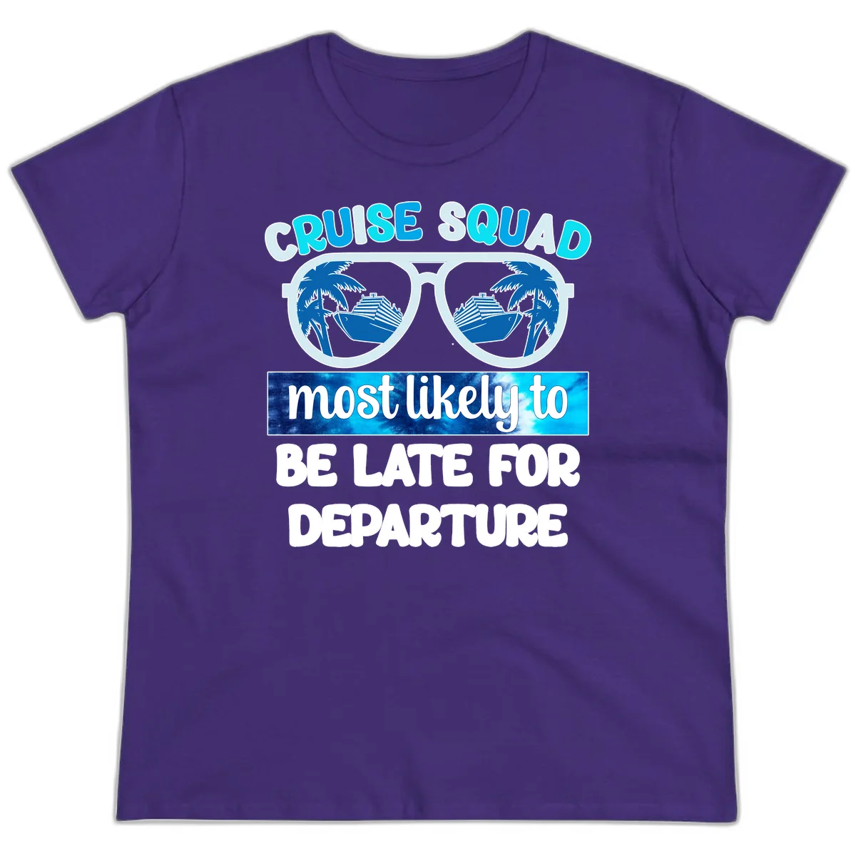 Cruise Squad Most Likely Late Ladies Tee in Purple