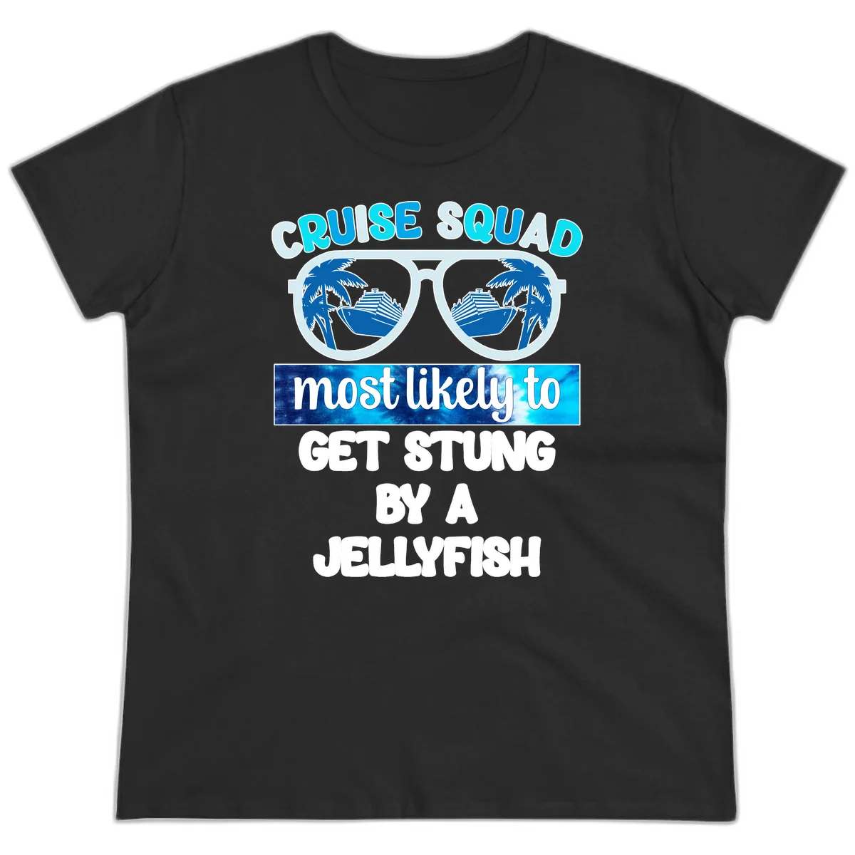 Cruise Squad Jellyfish Stung Ladies Tee in Black