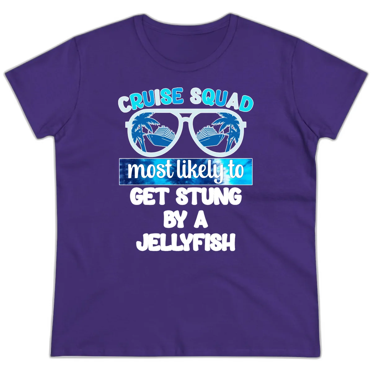 Cruise Squad Jellyfish Stung Ladies Tee in Purple