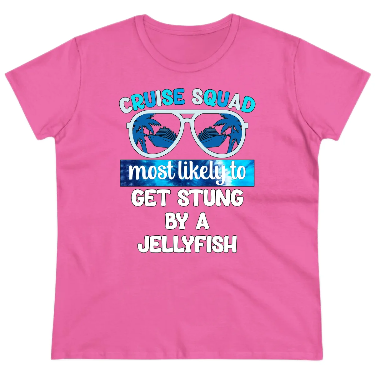 Cruise Squad Jellyfish Stung Ladies Tee in Azalea