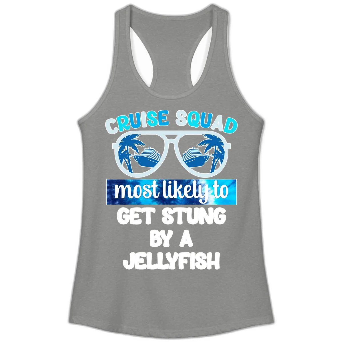 Cruise Squad Jellyfish Stung Ladies Tank in Heather Grey