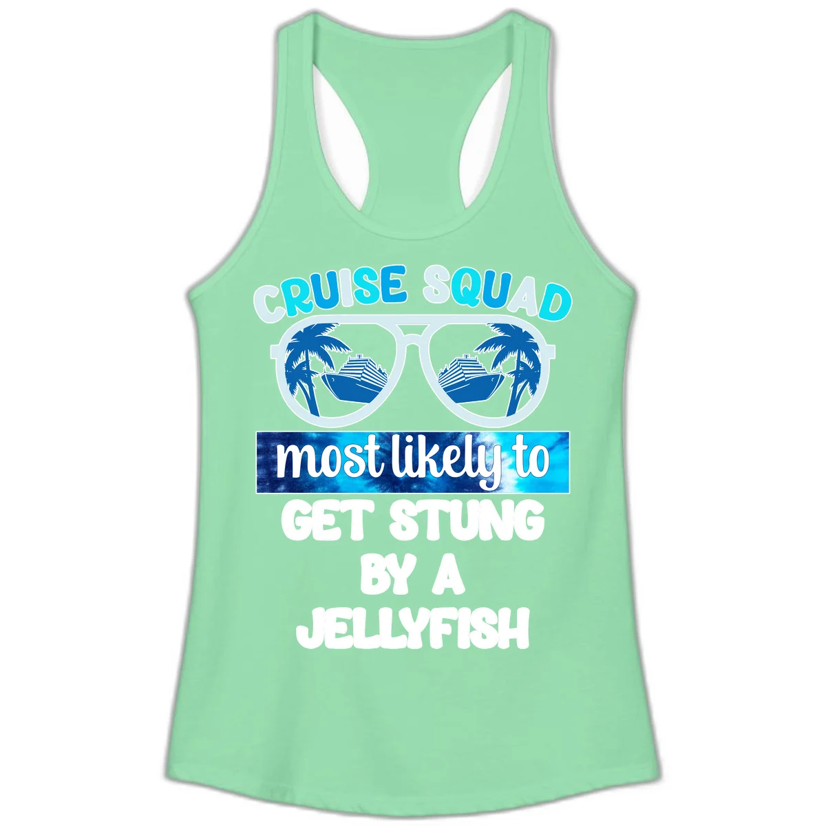Cruise Squad Jellyfish Stung Ladies Tank in Solid Mint