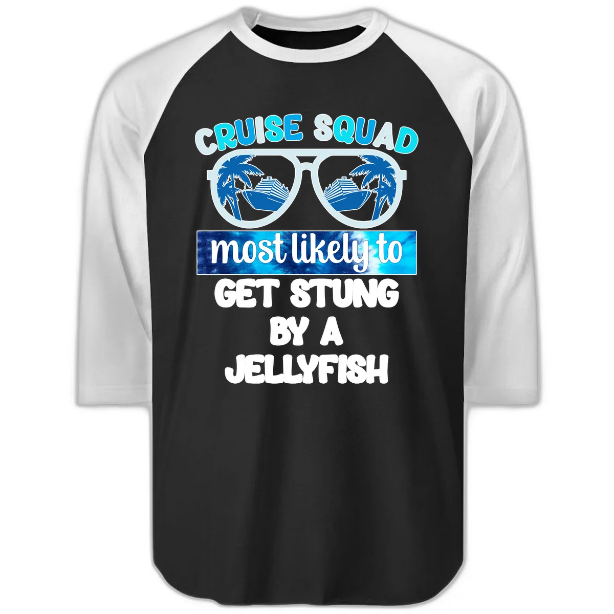Cruise Squad Jellyfish Stung Raglan 3/4 in Black White
