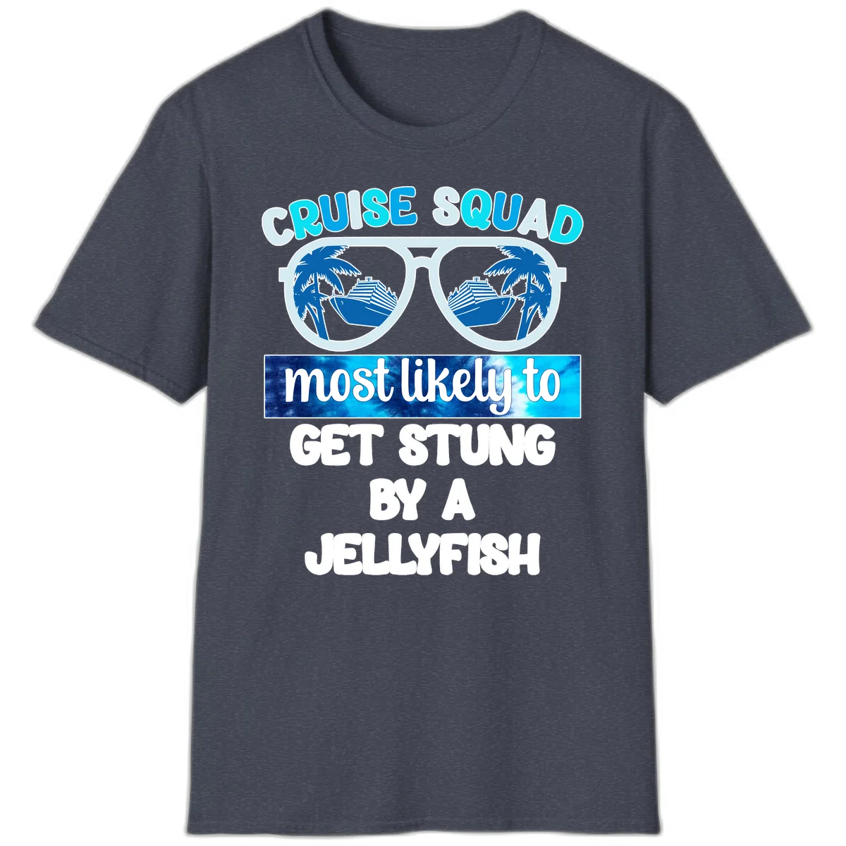 Cruise Squad Jellyfish Stung T-Shirt in Heather Navy