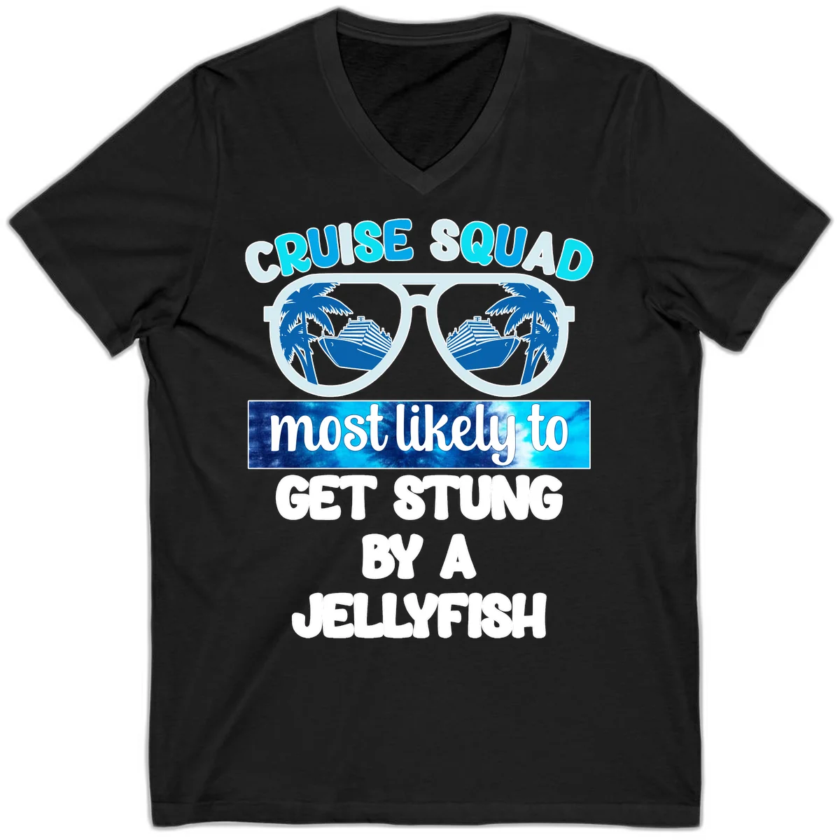 Cruise Squad Jellyfish Stung V-Neck in Black
