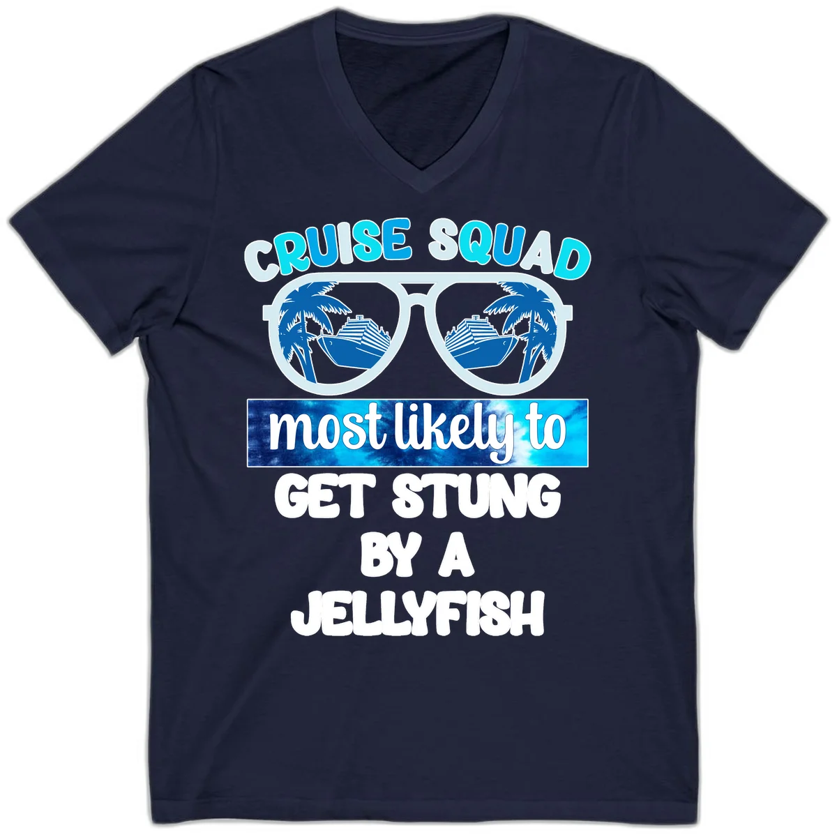 Cruise Squad Jellyfish Stung V-Neck in Navy