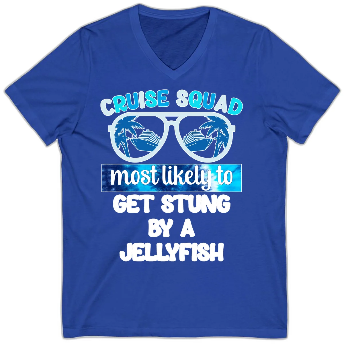 Cruise Squad Jellyfish Stung V-Neck in True Royal