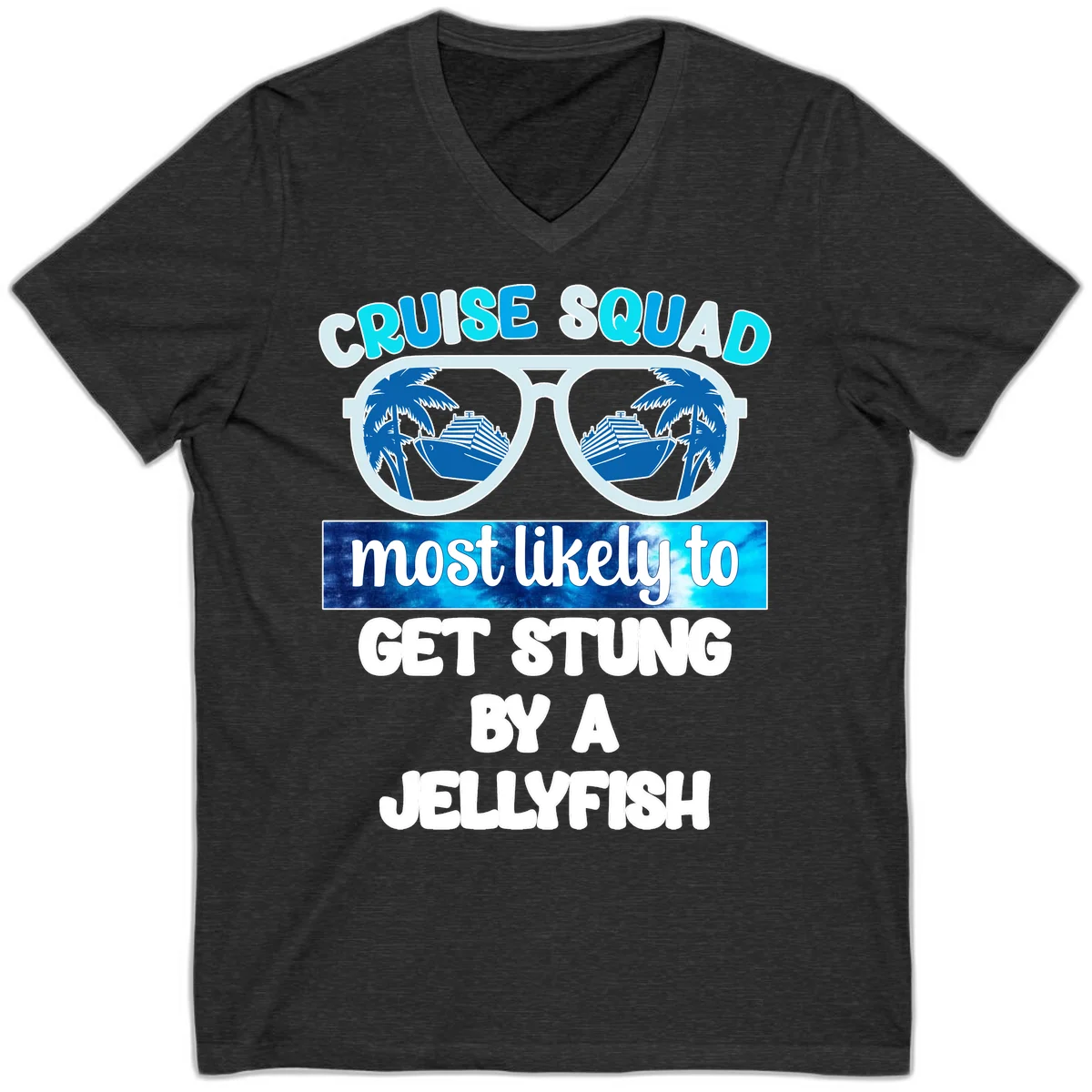 Cruise Squad Jellyfish Stung V-Neck in Dark Grey Heather