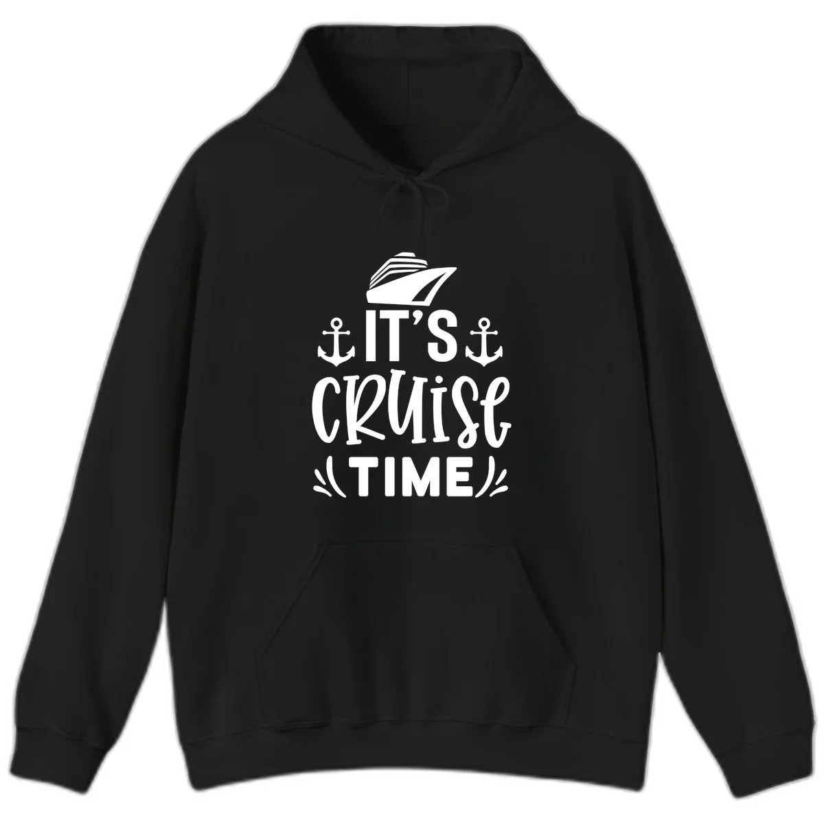 It's Cruise Time Nautical Anchor Hoodie in Black